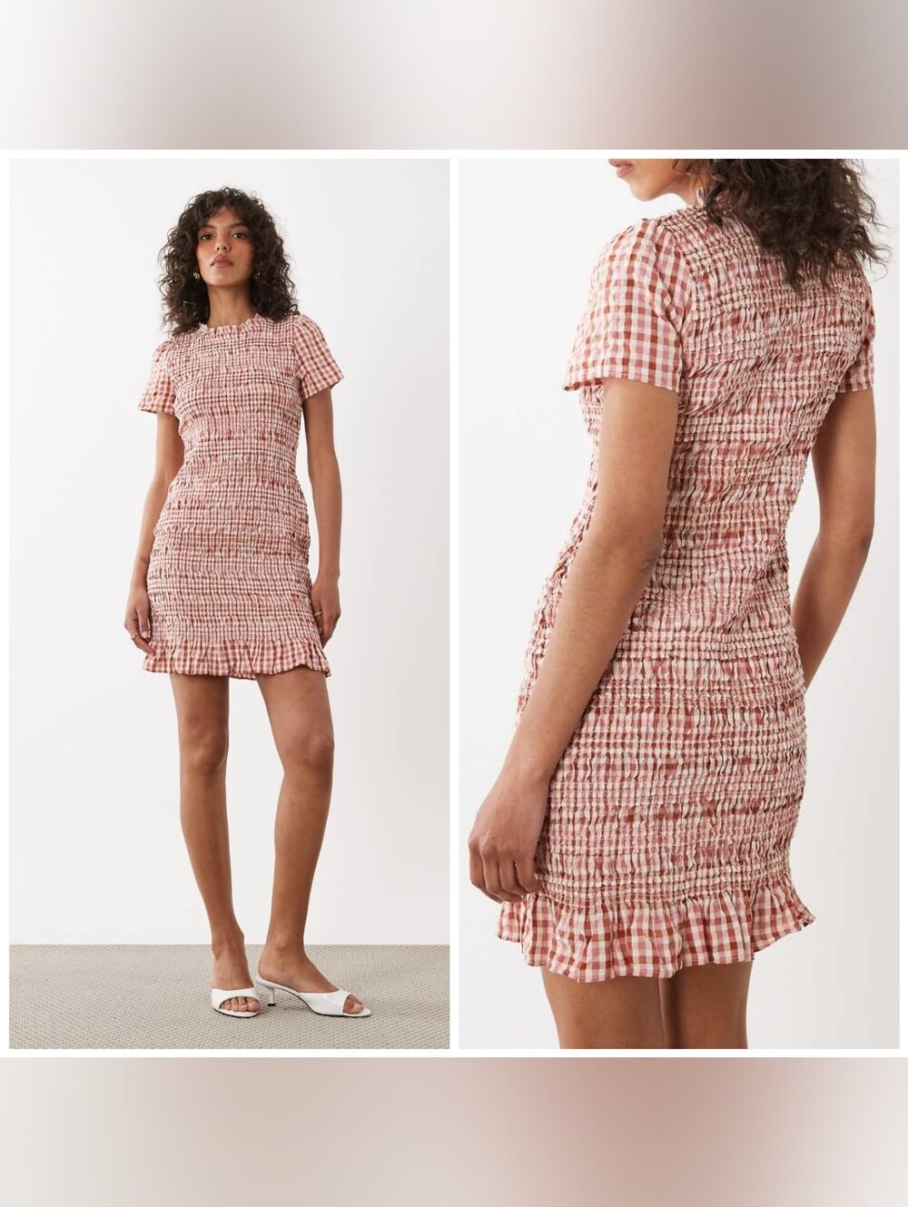 Nobody's Child Martha Gingham Smocked Cotton Minidress, Size 8, Pink & Cream